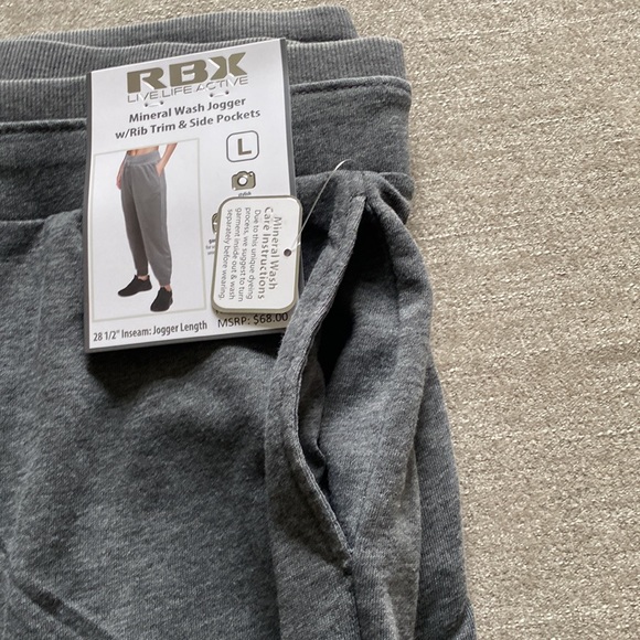 RBX “Charcoal” Mineral Wash Jogger With Rib Trim and Side Pockets Size Large NWT - Picture 6 of 8